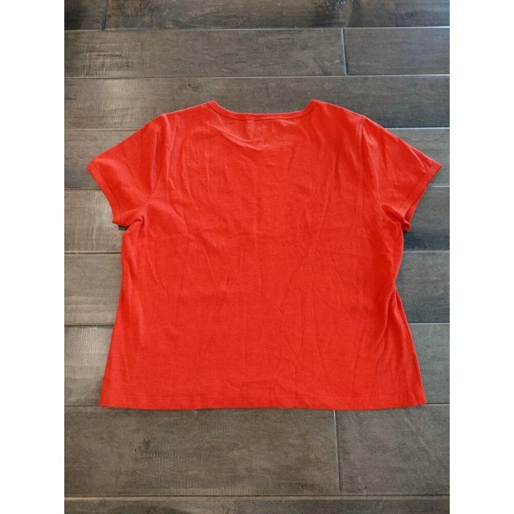 J.CREW Women's NWT short-sleeve Organic Cotton Slub red t-shirt tee - L Large